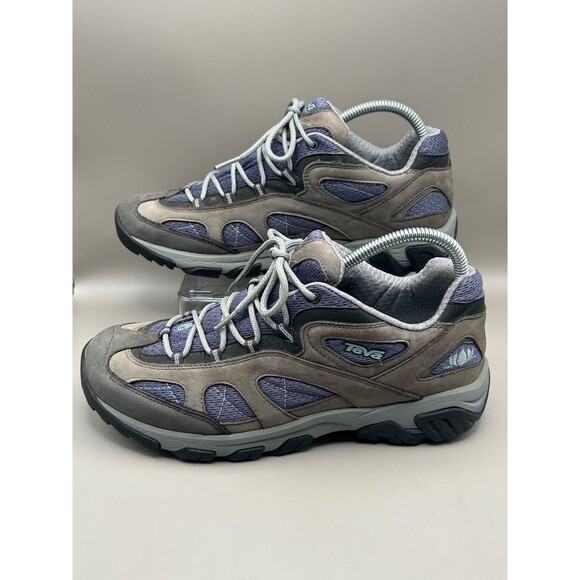 Teva 4050 Womens Gray Leather Mesh Purple Trail Hiking Shoe Size 10 - Picture 3 of 7